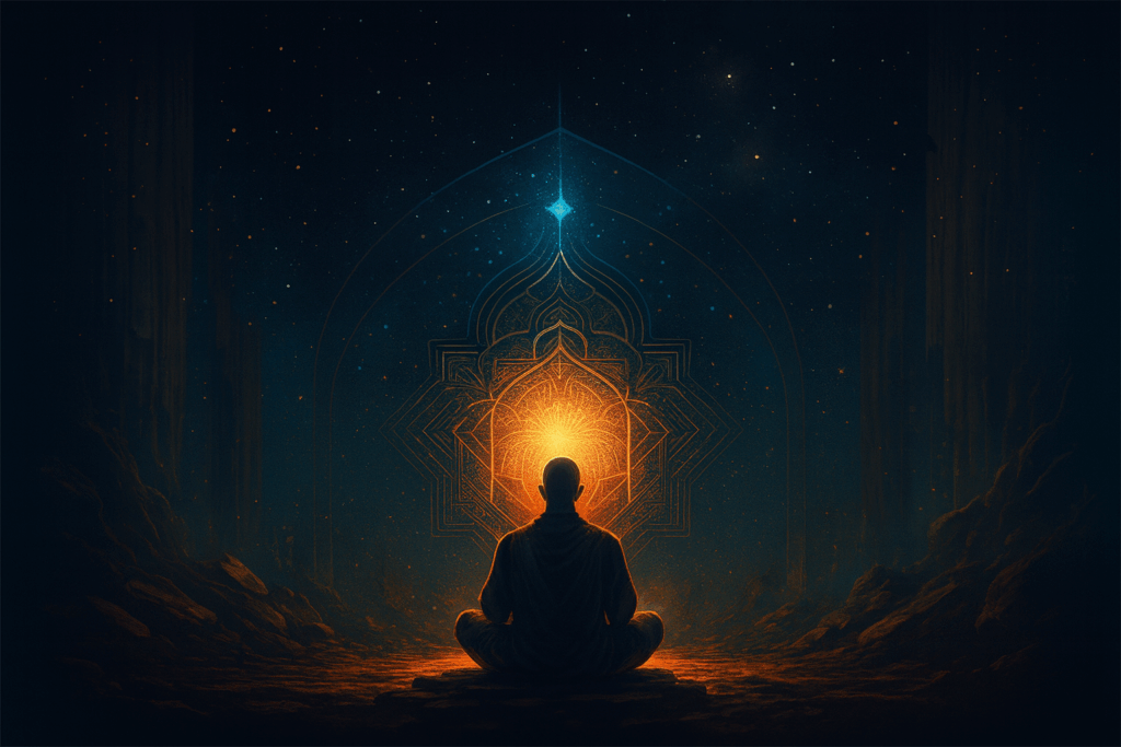 Person meditating in quiet awareness